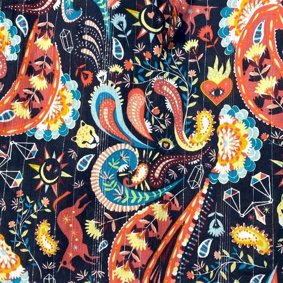 Loft Paisley Shimmer Mystical Creatures Print Top - Multicolor size LP - Picture 8 of 12